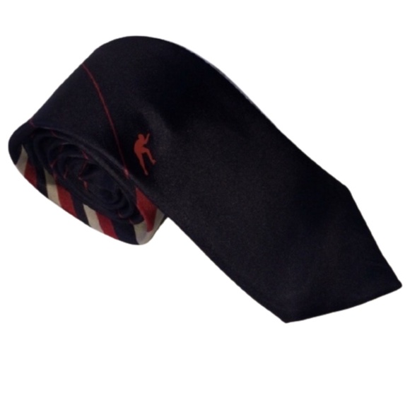 Marja Kurki silk Necktie blue red stripe - Picture 1 of 9